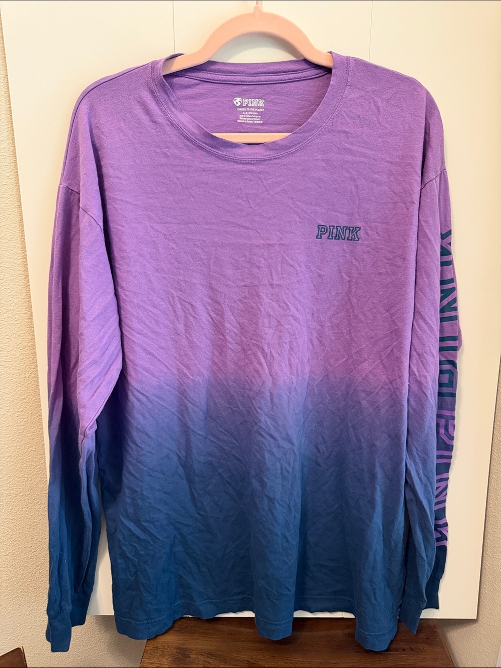 PINK Victoria's Secret Purple to Blue Ombre Long Sleeve Tee